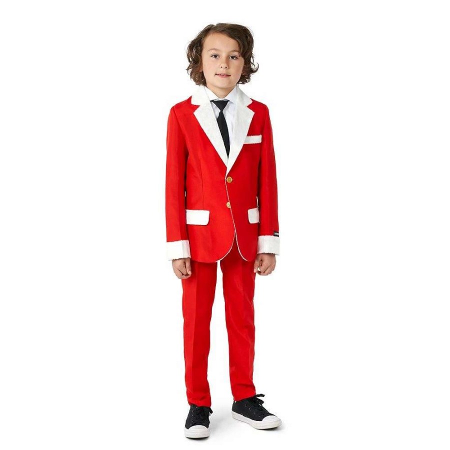 Clothing Sets * | Boys 6-16 Suitmeister Santa Faux-Fur Jacket, Pants & Tie Suit Set