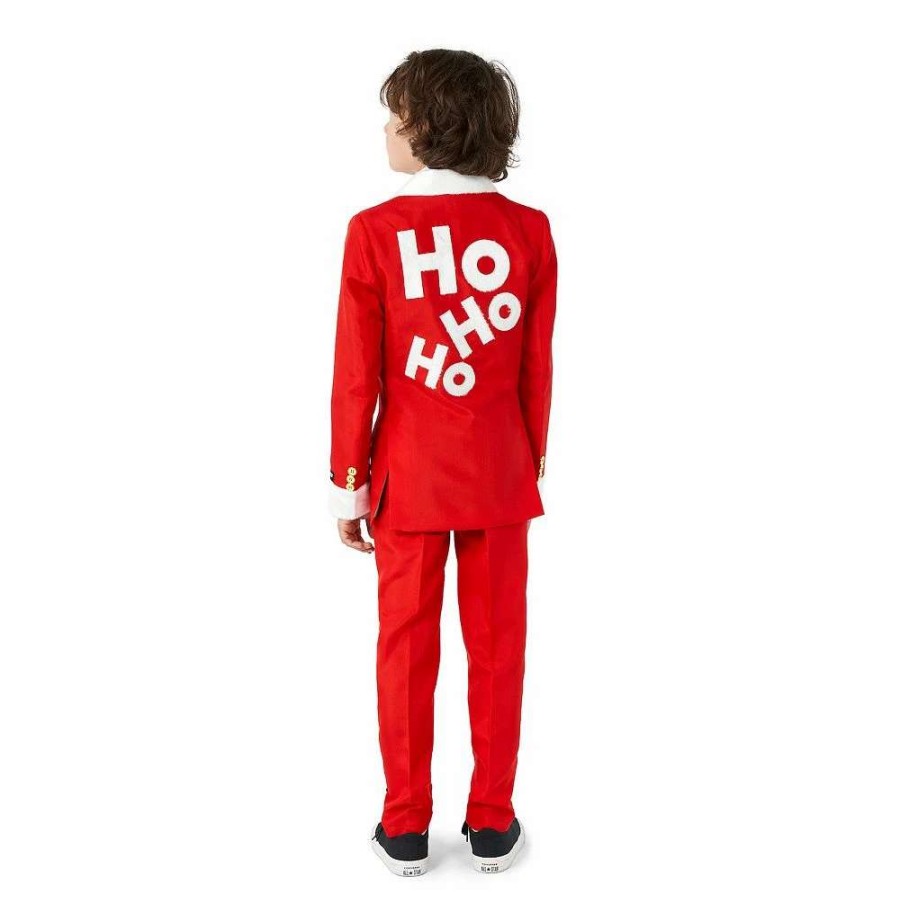 Clothing Sets * | Boys 6-16 Suitmeister Santa Faux-Fur Jacket, Pants & Tie Suit Set