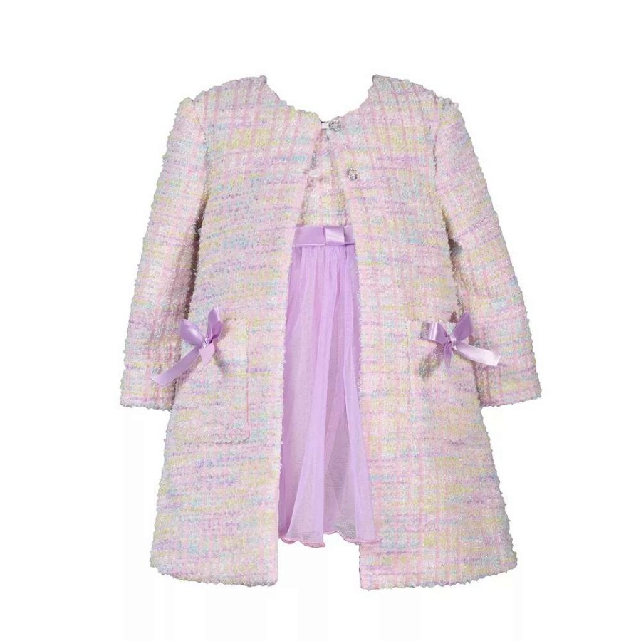 Dresses * | Toddler Girl Bonnie Jean Dress & Boucle Coat Set