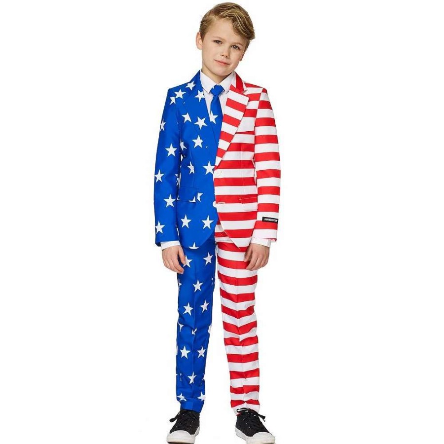 Clothing Sets * | Boys 4-16 Suitmeister Usa Flag Americana Suit