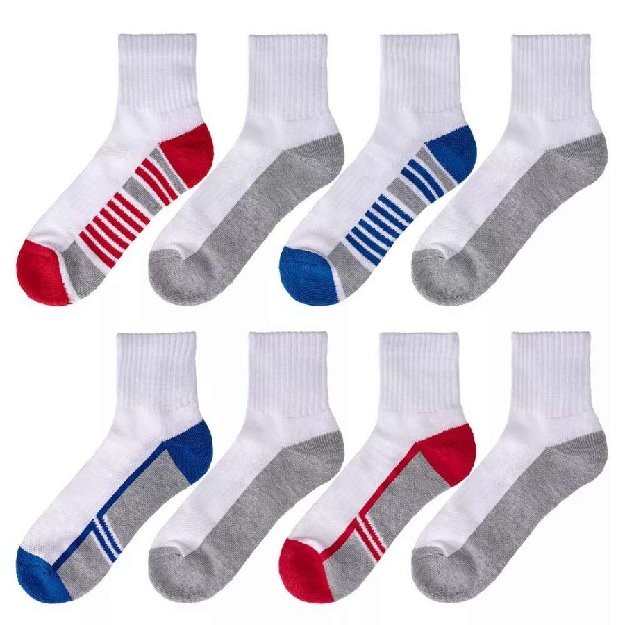 Socks & Hosiery * | Boys Tek Gear Cushioned 8-Pack Performance Quarter Socks