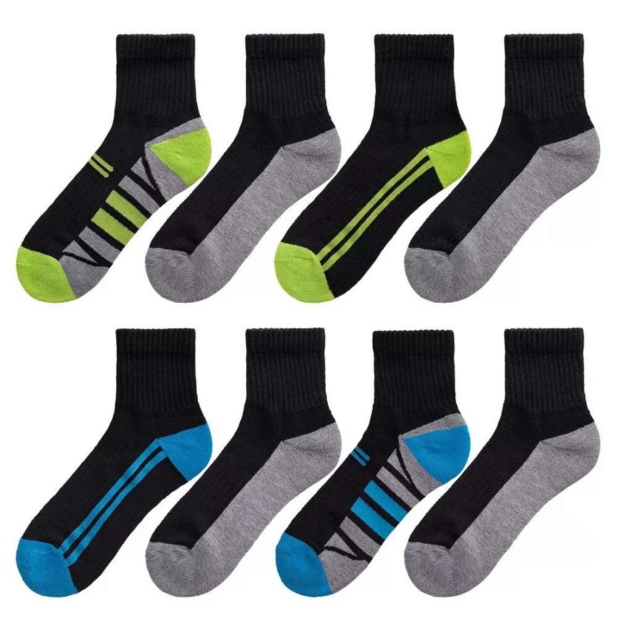 Socks & Hosiery * | Boys Tek Gear Cushioned 8-Pack Performance Quarter Socks