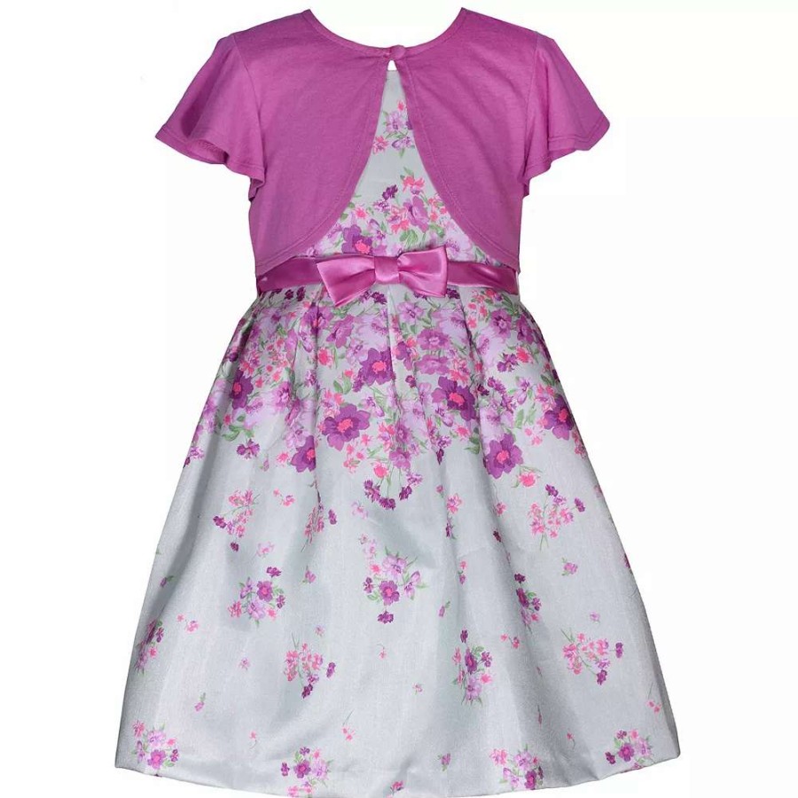 Dresses * | Girls 7-16 & Plus Size Bonnie Jean Toile Dress & Cardigan Set