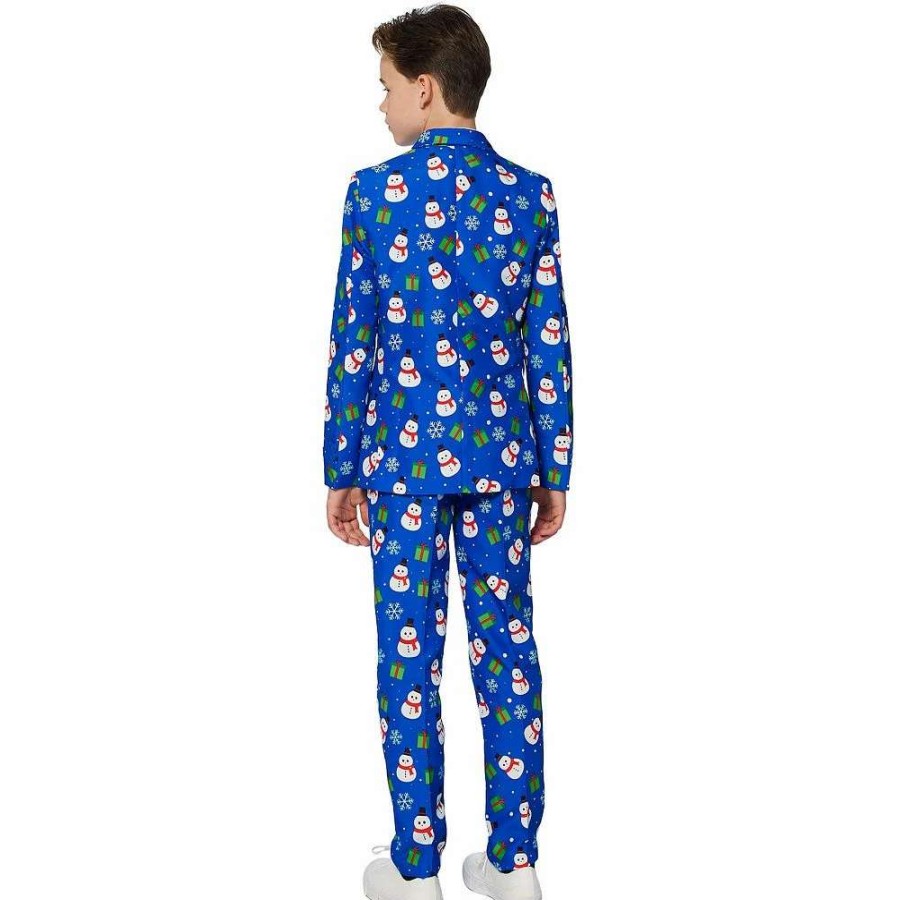 Clothing Sets * | Boys 4-16 Suitmeister Blue Snowman Christmas Suit