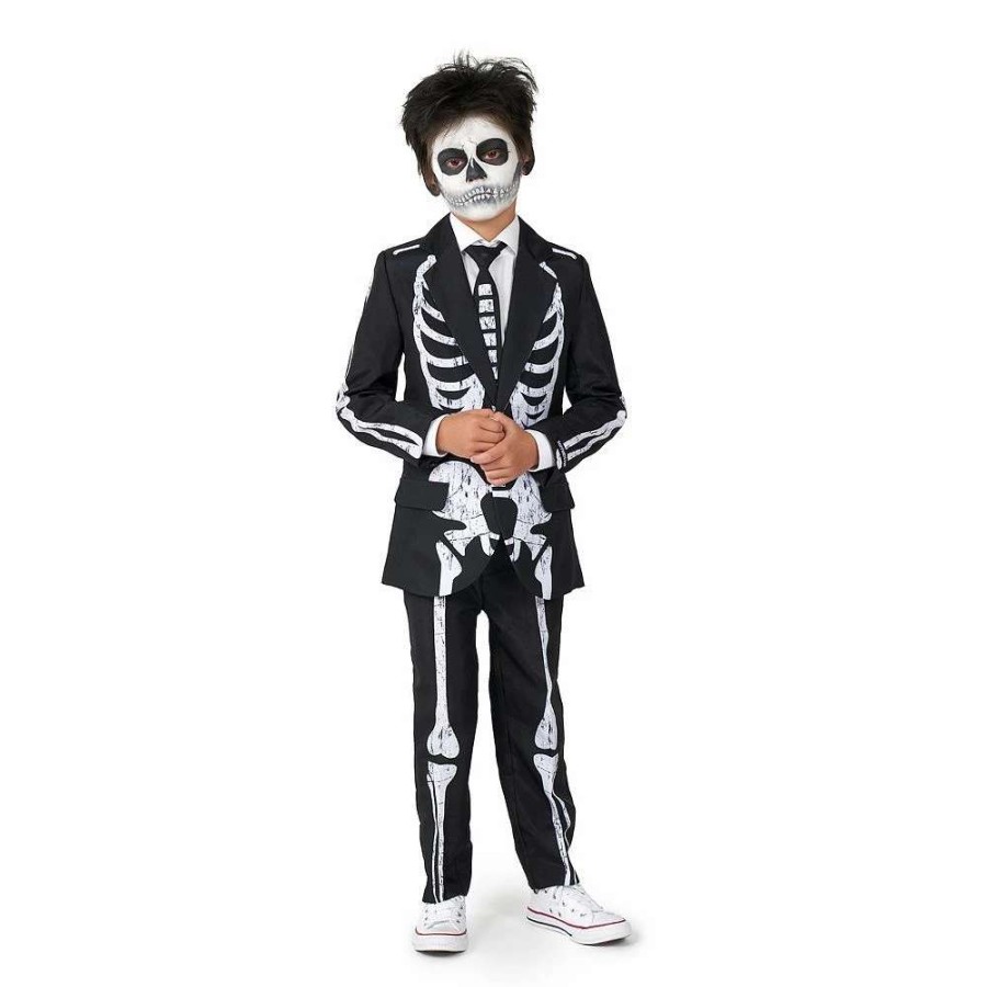 Clothing Sets * | Boys 4-16 Suitmeister Skeleton Grunge Black Halloween Suit