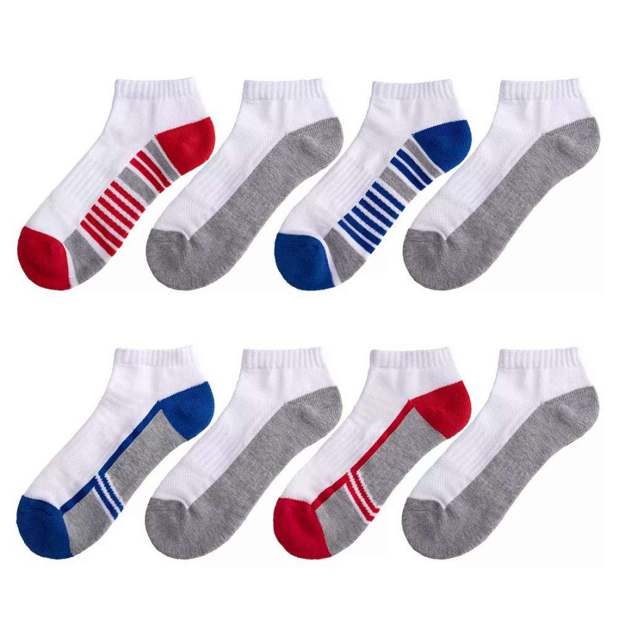 Socks & Hosiery * | Boys Tek Gear Cushioned 8-Pack Performance No-Show Socks