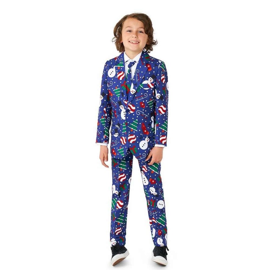 Clothing Sets * | Boys 6-16 Suitmeister Christmas Snowman Jacket, Pants & Tie Suit Set