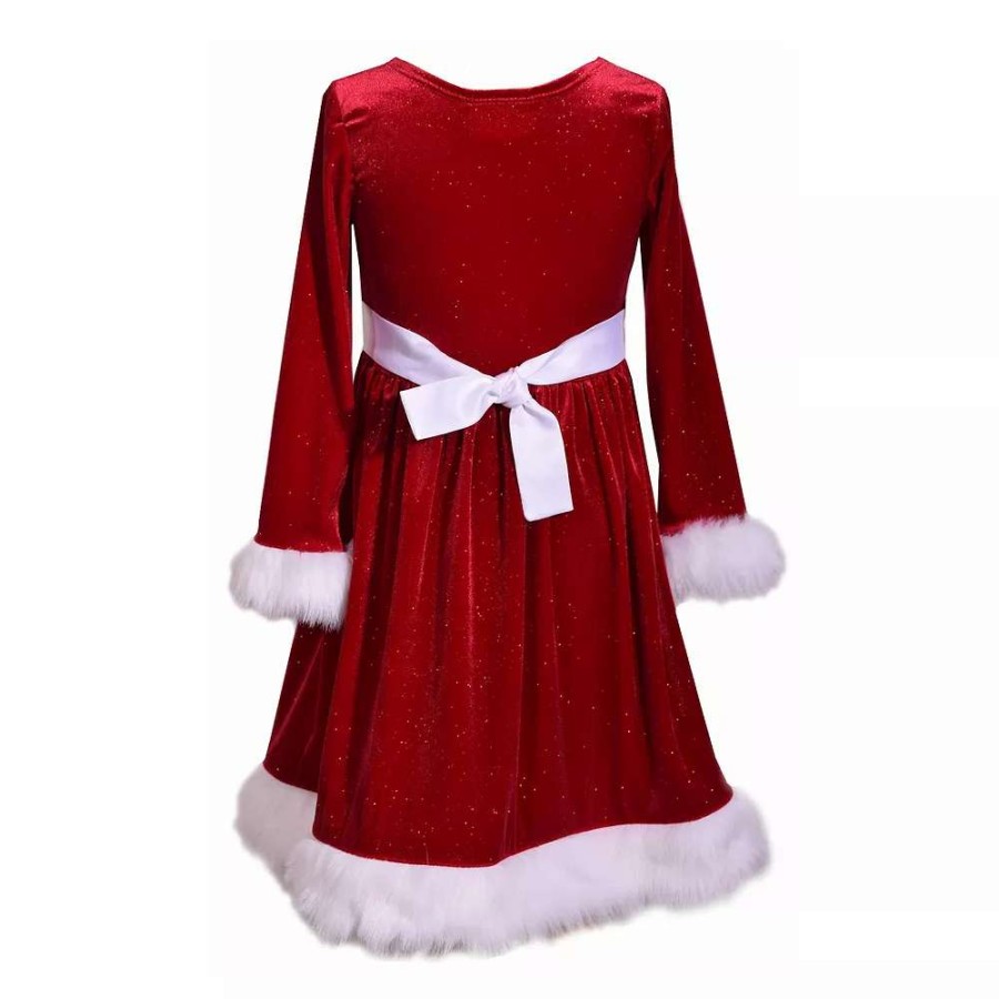 Dresses * | Girls 7-20 Bonnie Jean Sparkle & Velvet Faux Fur Trim Holiday Dress In Regular & Plus