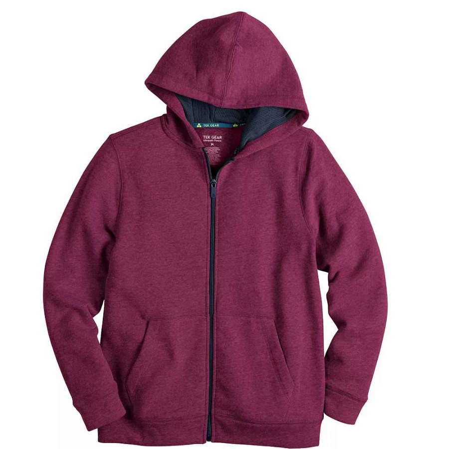 Tops * | Boys 8-20 Tek Gear Ultrasoft Fleece Full-Zip Hoodie In Regular & Husky