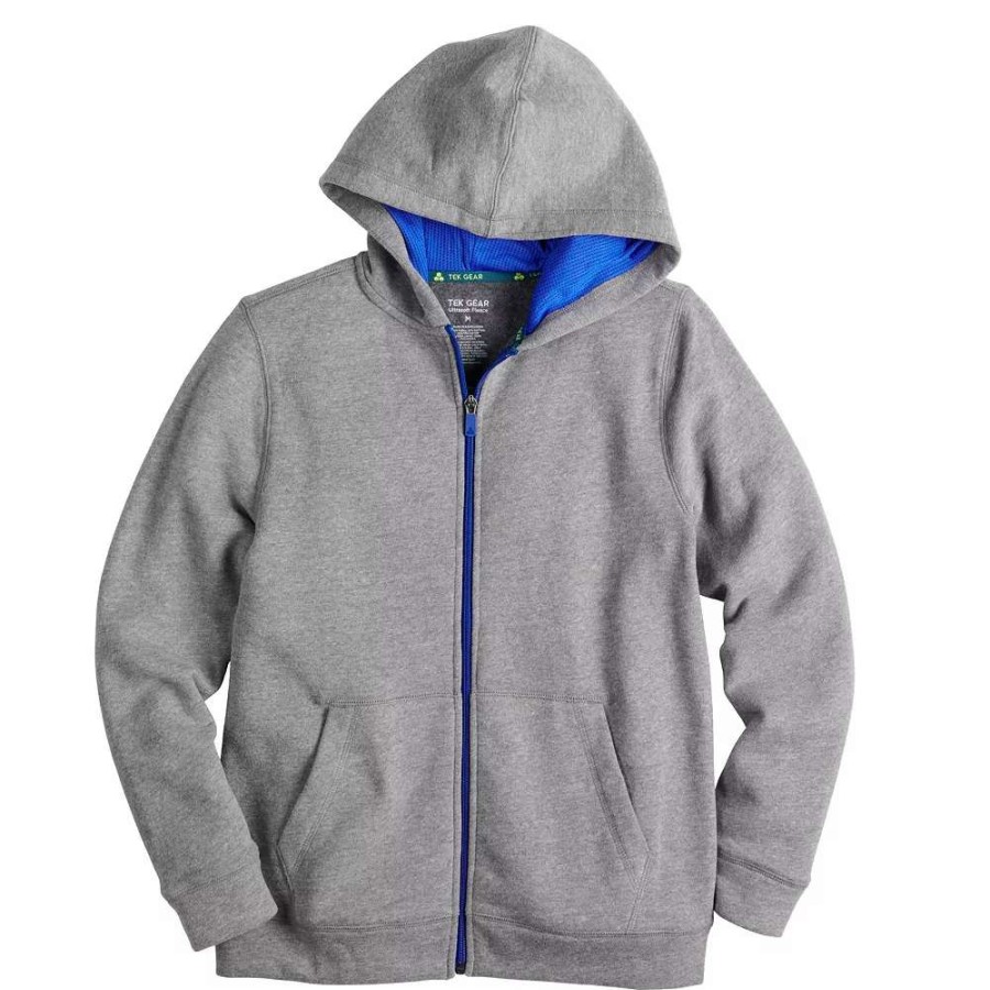 Tops * | Boys 8-20 Tek Gear Ultrasoft Fleece Full-Zip Hoodie In Regular & Husky