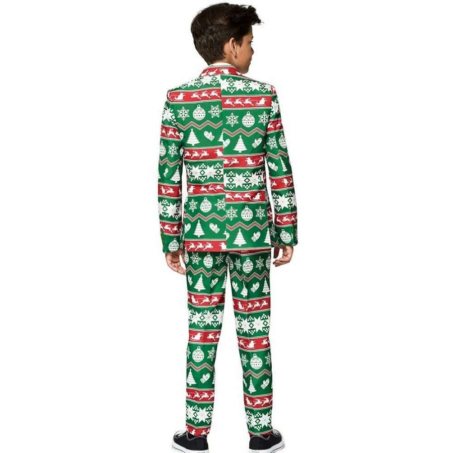 Clothing Sets * | Boys 4-16 Suitmeister Green Nordic Christmas Suit