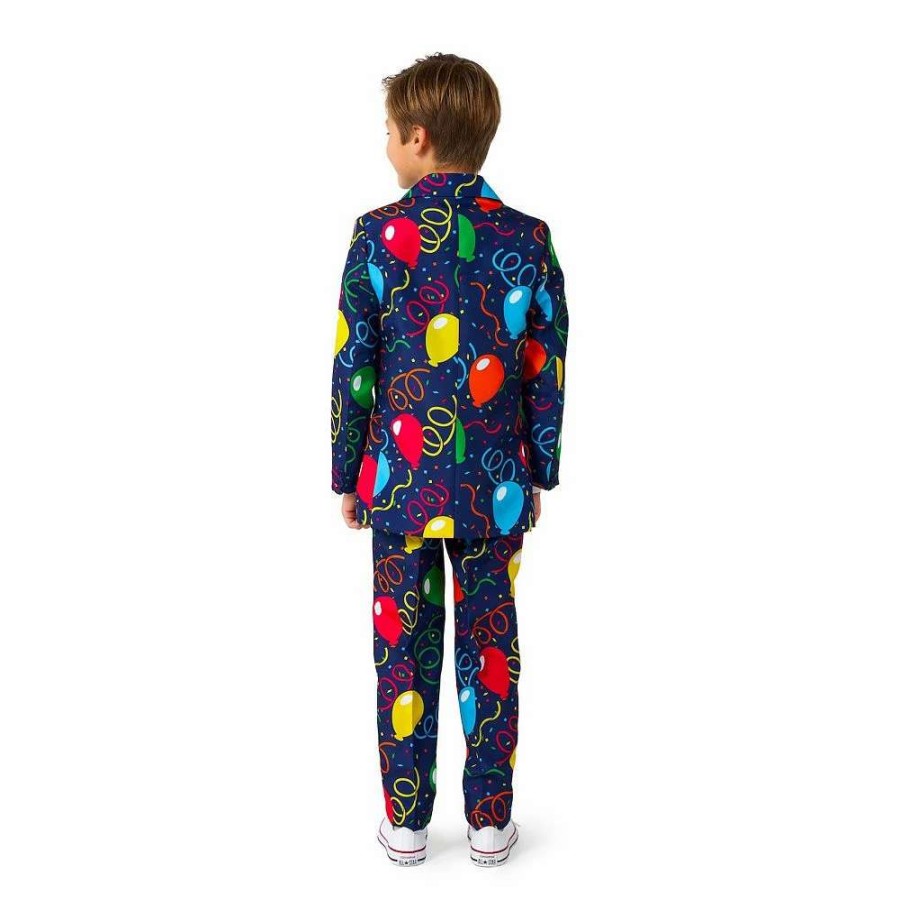 Clothing Sets * | Boys 4-16 Suitmeister Confetti Balloons Jacket, Pants & Tie Navy Party Suit Set