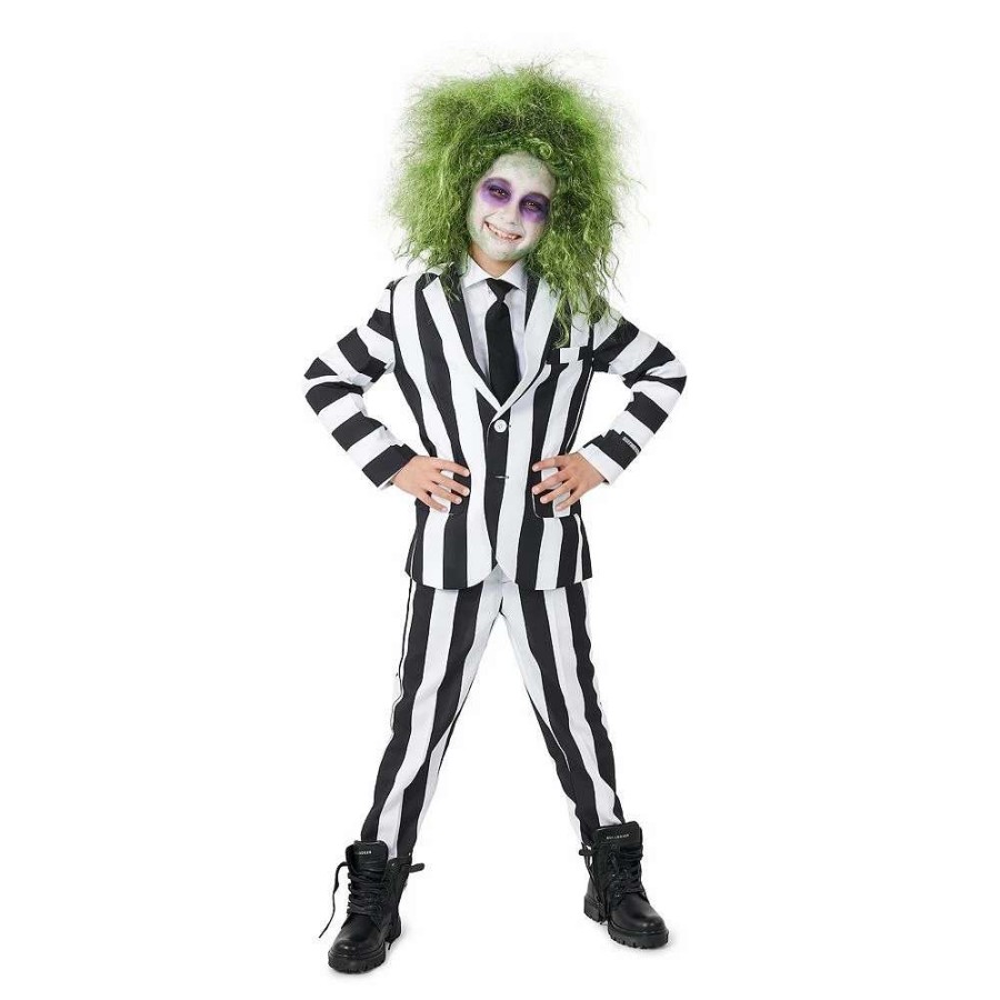 Clothing Sets * | Boys 6-16 Suitmeister Beetlejuice Striped Jacket, Pants & Tie Suit Set