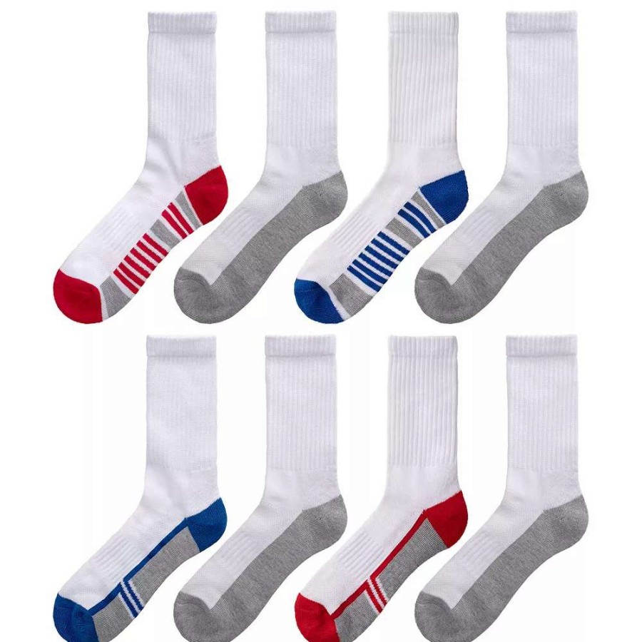 Socks & Hosiery * | Boys Tek Gear Cushioned 8-Pack Performance Crew Socks