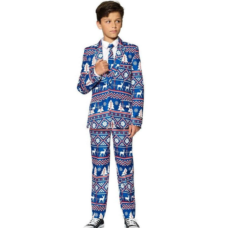 Clothing Sets * | Boys 4-16 Suitmeister Blue Nordic Christmas Suit