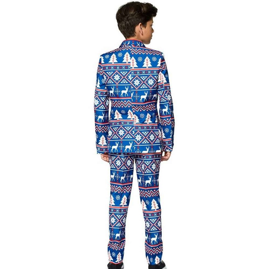 Clothing Sets * | Boys 4-16 Suitmeister Blue Nordic Christmas Suit