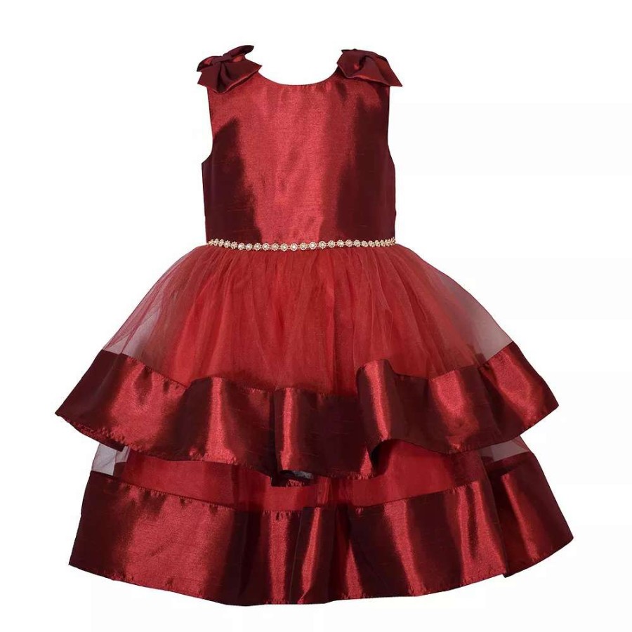 Dresses * | Girls 7-20 Bonnie Jean Tie Satin Holiday Dress In Regular & Plus