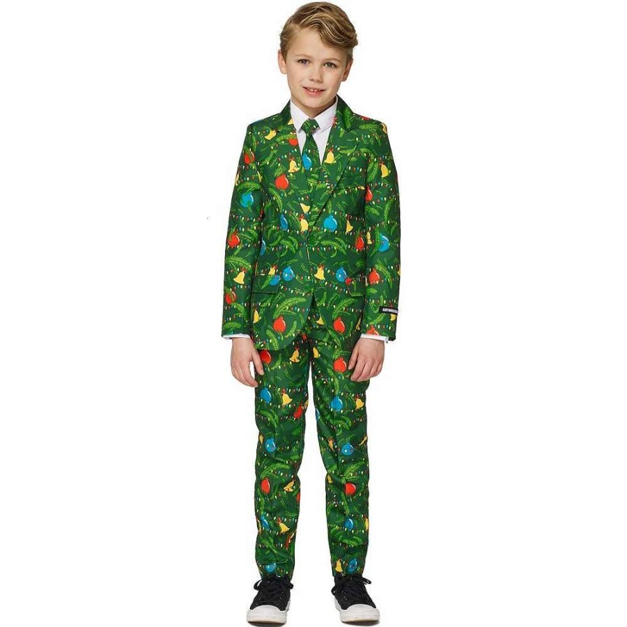 Clothing Sets * | Boys 4-16 Suitmeister Green Tree Christmas Light-Up Suit